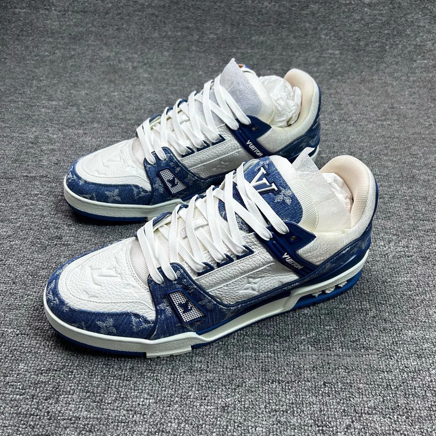 Louis Vuitton Louis Vuitton White and Blue Denim Casual Sneakers| Size US 11.5 / EU 44-45 - 1 Thumbnail