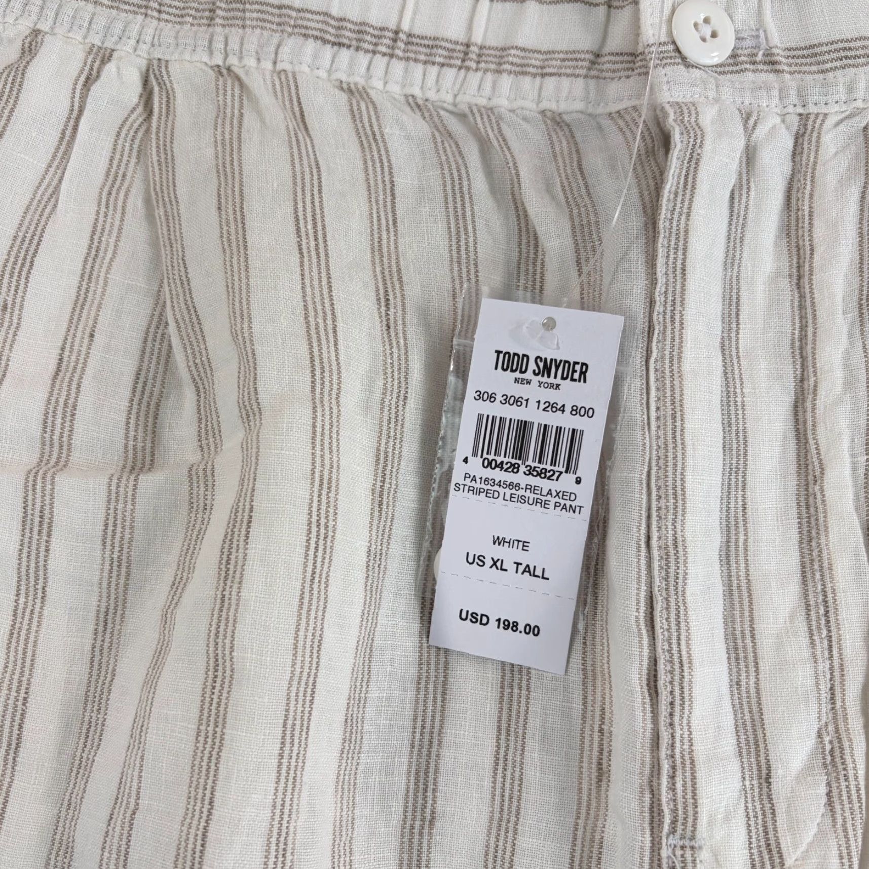 Todd Snyder TODD SNYDER Relaxed 100% Linen Leisure Pants White Striped Pleated NWT 40 Waist XLT Big & Tall Pants Mens Size US 36 / EU 52 - 3 Thumbnail