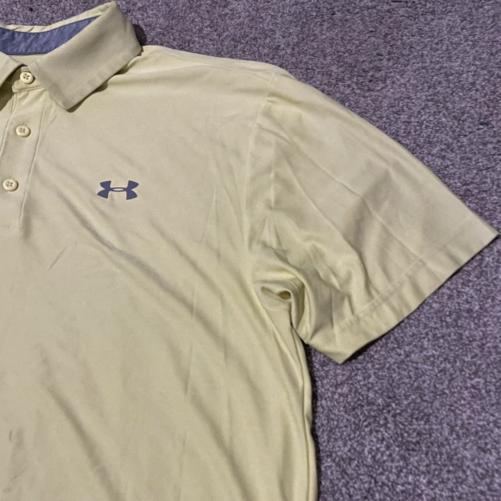 Under Armour Under Armour Loose Heat-Gear yellow athletic stretchy polo shirt Mens Size M Size US M / EU 48-50 / 2 - 2 Thumbnail