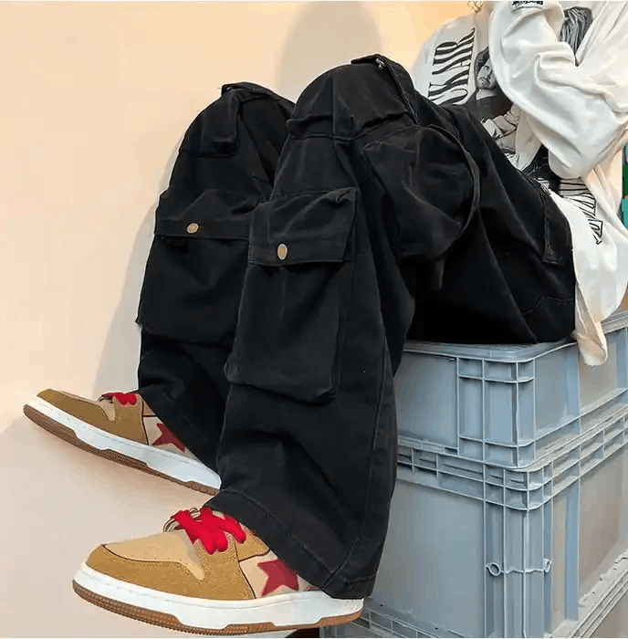 Japanese Brand × Vintage Vintage Cargo Pants Black- Streetwear Style Pants Size US 32 / EU 48 - 2 Thumbnail