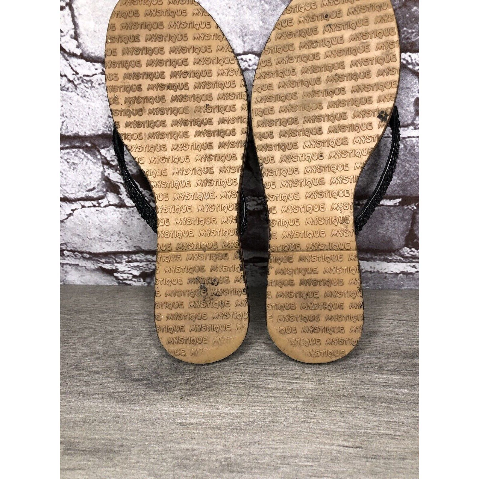 Other Mystique Black Leather Snake Skin Thong Flip Flops Sandals W Size US 9 / IT 39 - 14 Thumbnail