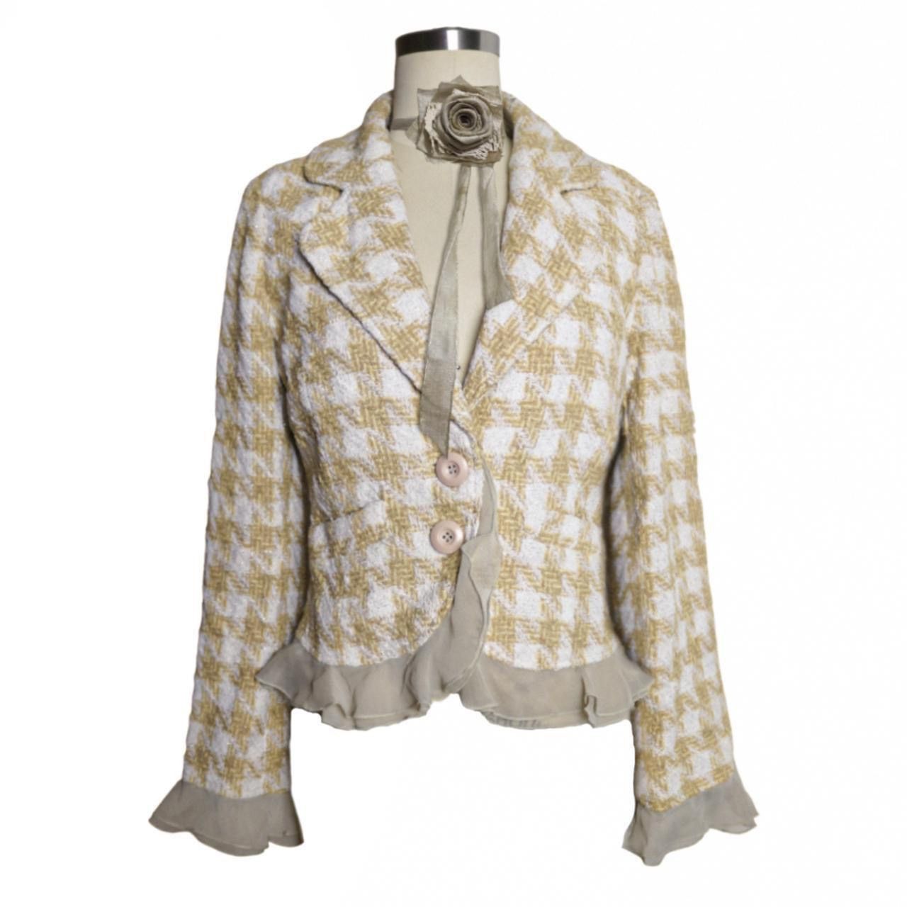 Japanese Brand × Vintage 00s NWT Vintage Plaid Tweed Blazer Jacket Size M / US 6-8 / IT 42-44 - 3 Thumbnail