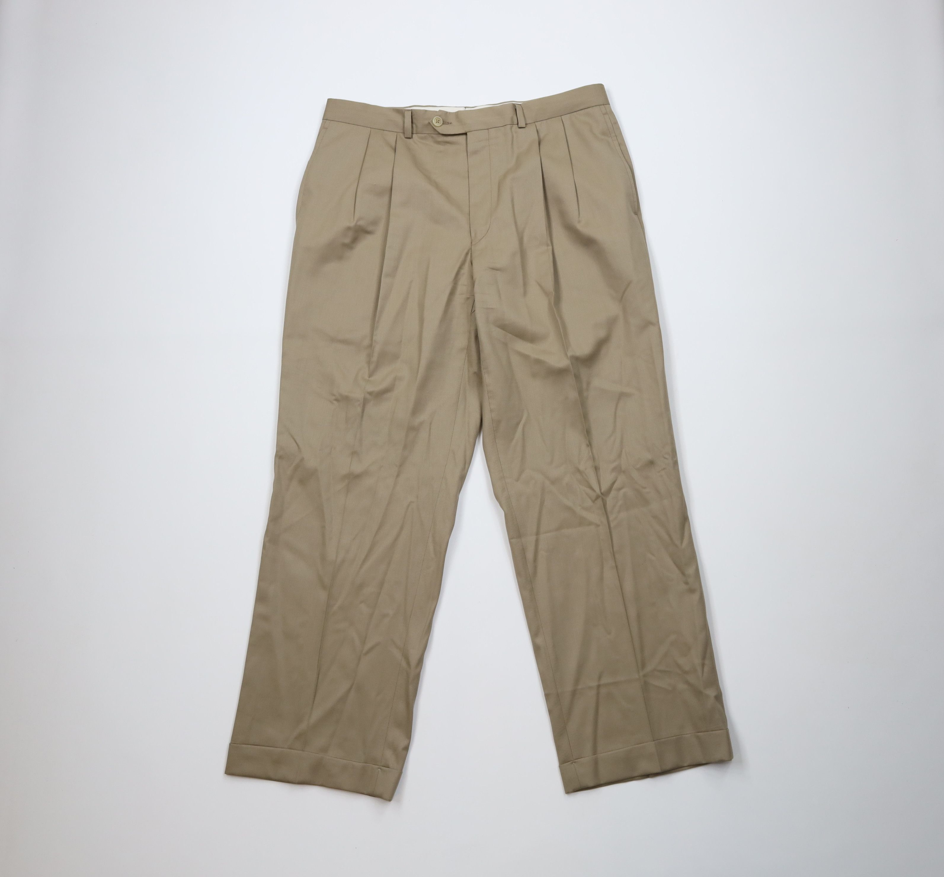 Polo Ralph Lauren Vintage 90s Ralph Lauren Wool Cashmere Wide Leg Chino Pants Size US 34 / EU 50 - 1 Thumbnail