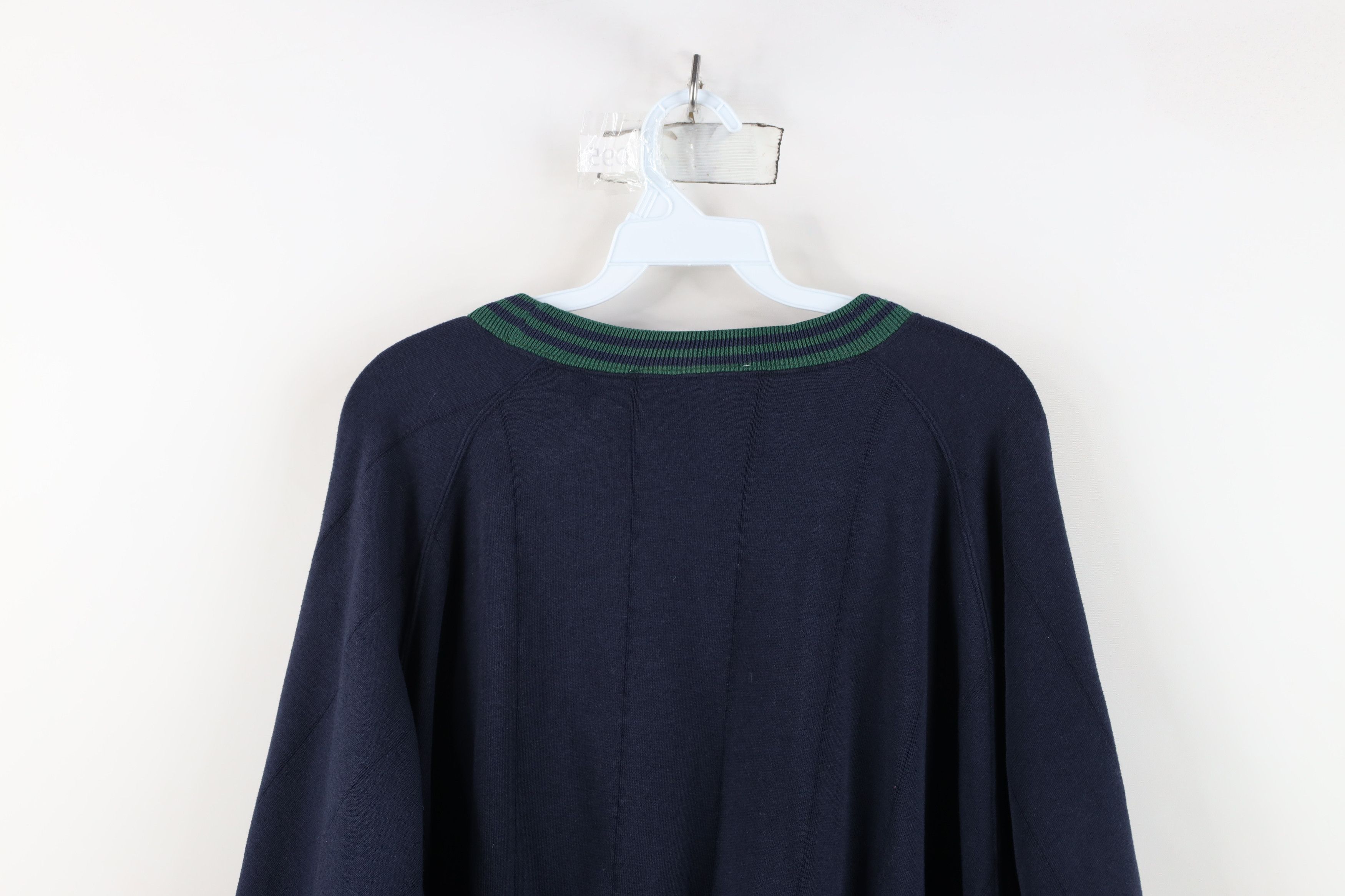 Vintage Vintage 90s Streetwear Thin Striped Crewneck Sweatshirt Blue Size US XL / EU 56 / 4 - 12 Thumbnail