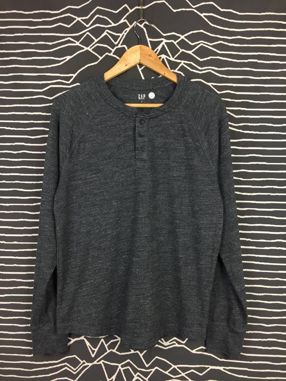 Gap × Vintage GAP Plain Casual Marled Hanley Neck Longsleeve Tee Size US M / EU 48-50 / 2 - 2 Thumbnail