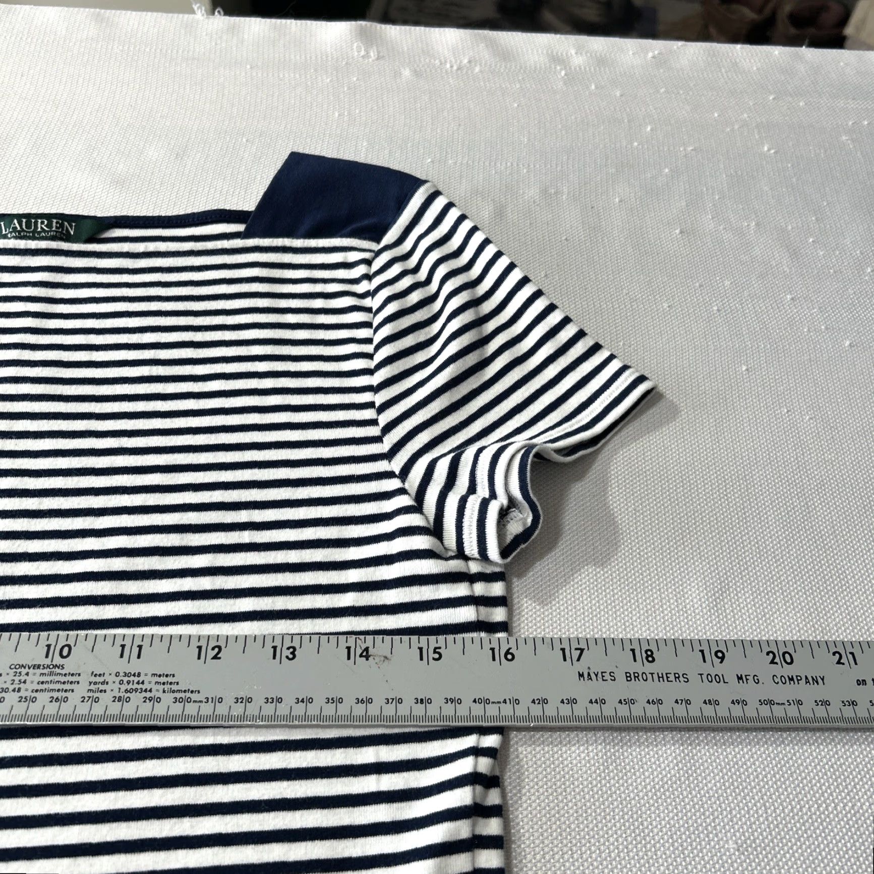 Ralph Lauren Lauren Ralph Lauren Shirt Women Sz M Blue Striped Short Sleeve Top Size M / US 6-8 / IT 42-44 - 4 Thumbnail
