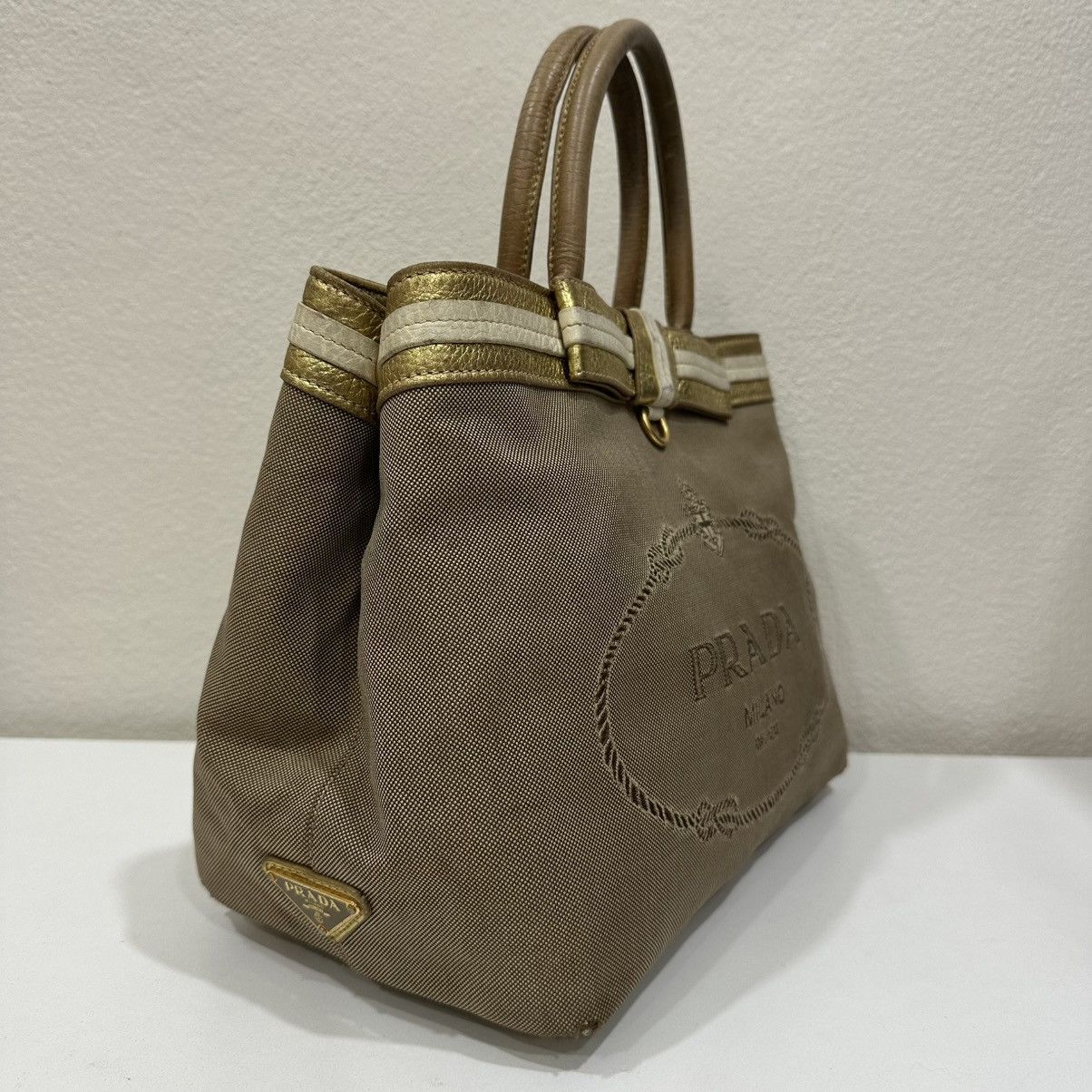 Prada PRADA JACQUARD TOTE BAG WITH A BOW ACCENT Size ONE SIZE - 25 Thumbnail