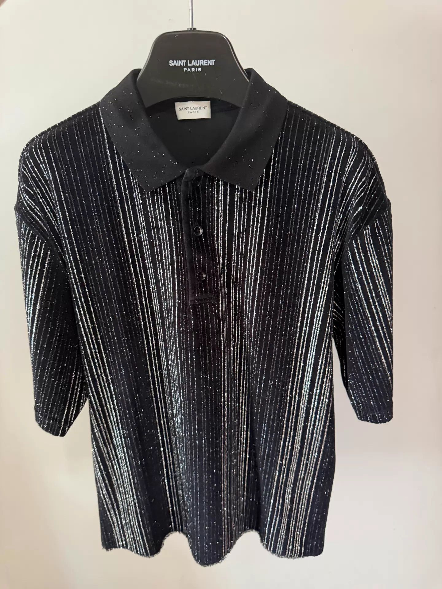 Saint Laurent Paris Saint Laurent 17AW Runway Men's Glitter Polo Shirt Ｑ23 Size US M / EU 48-50 / 2 - 1 Thumbnail
