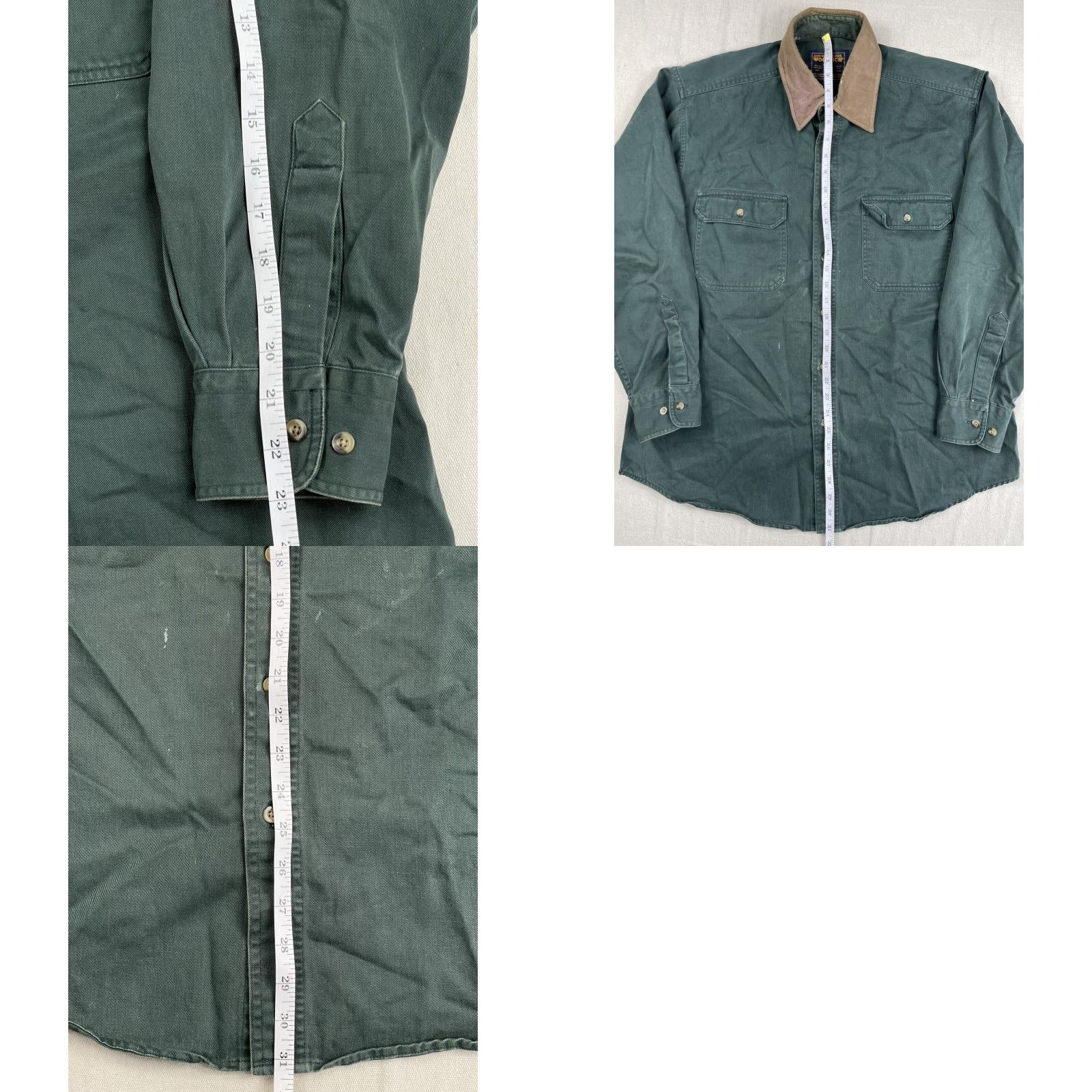 Vintage VINTAGE Woolrich Heavy Duty Button-Up Shirt Jacket Mens L Green Canvas Size US L / EU 52-54 / 3 - 8 Thumbnail