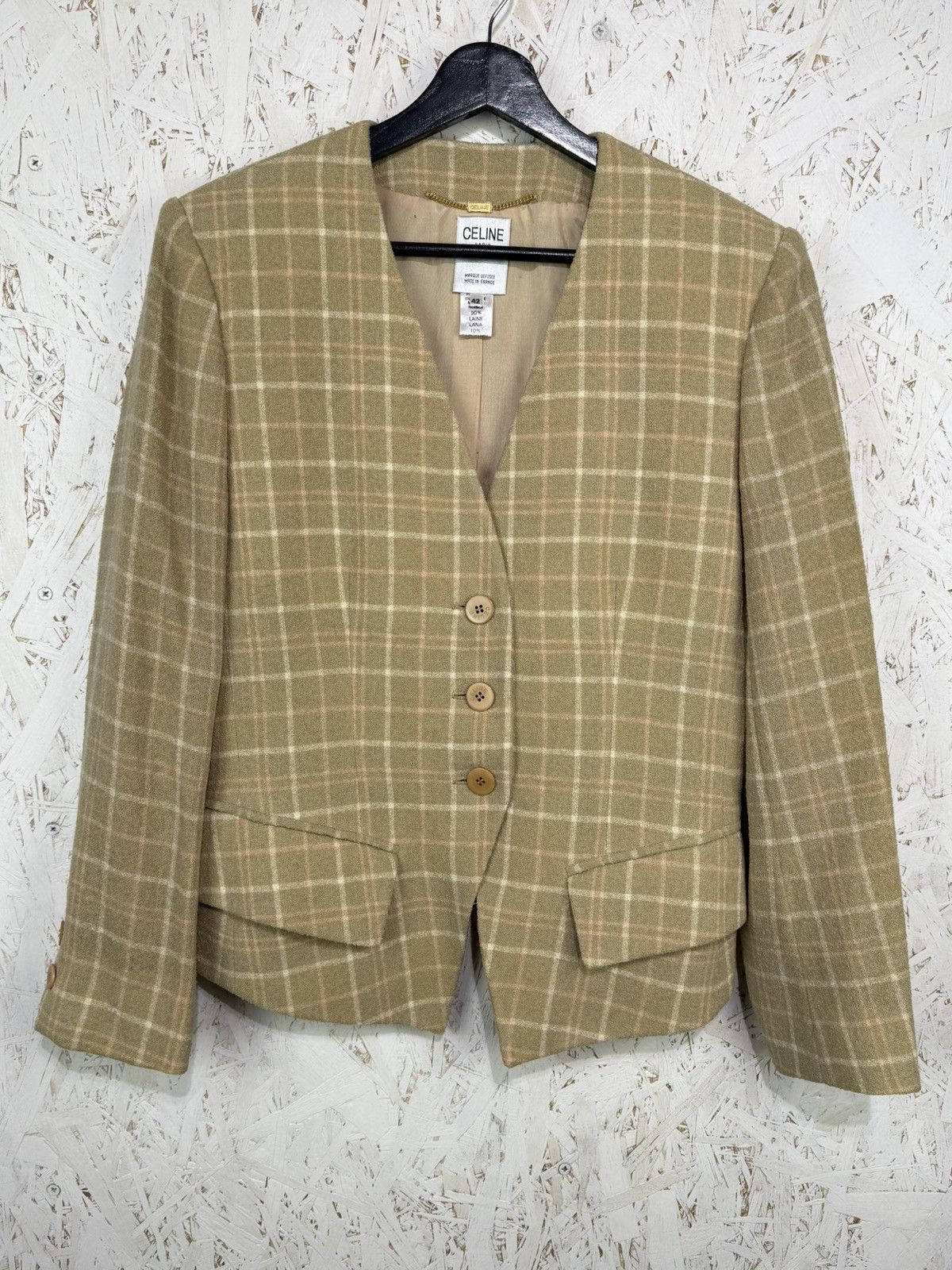 Celine 80s Celine Plaid Pattern Towel Style Blazer Jacket Size 42 Size M / US 6-8 / IT 42-44 - 1 Thumbnail