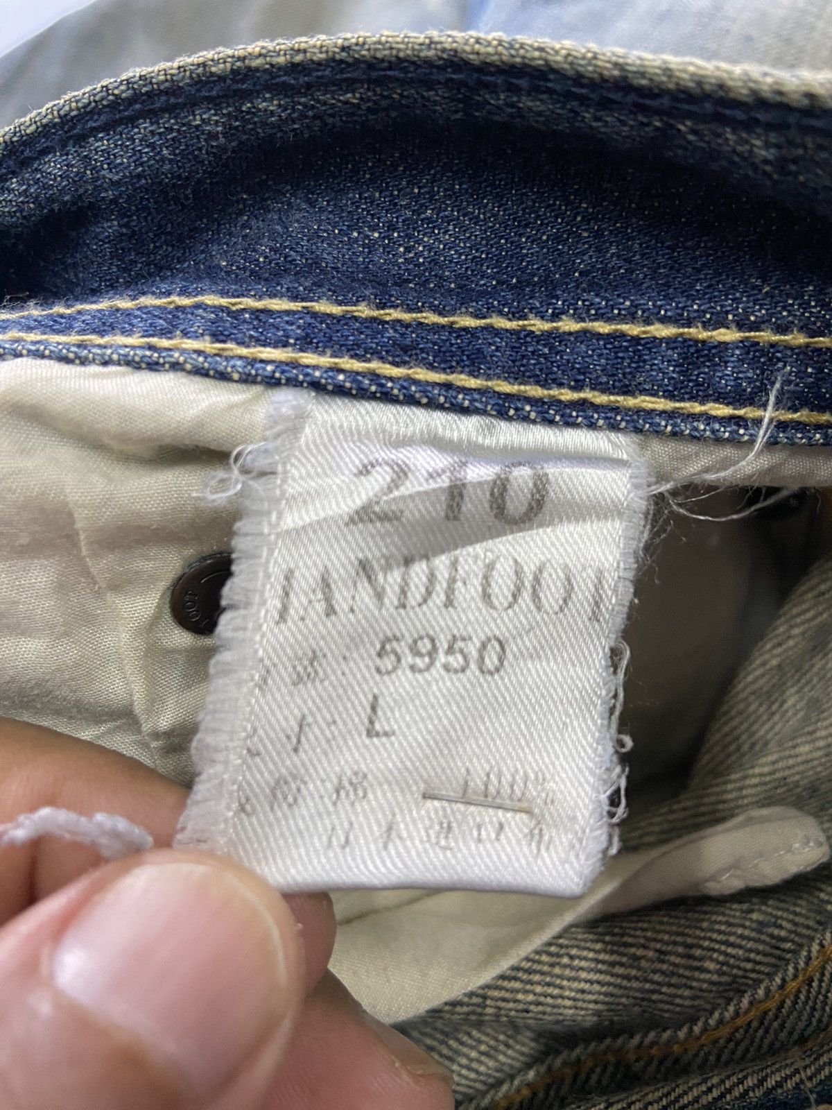 Vintage THE HAND FOOT 210 DOUBLE GATE 12oz DENIM JEANS Size US 32 / EU 48 - 9 Thumbnail