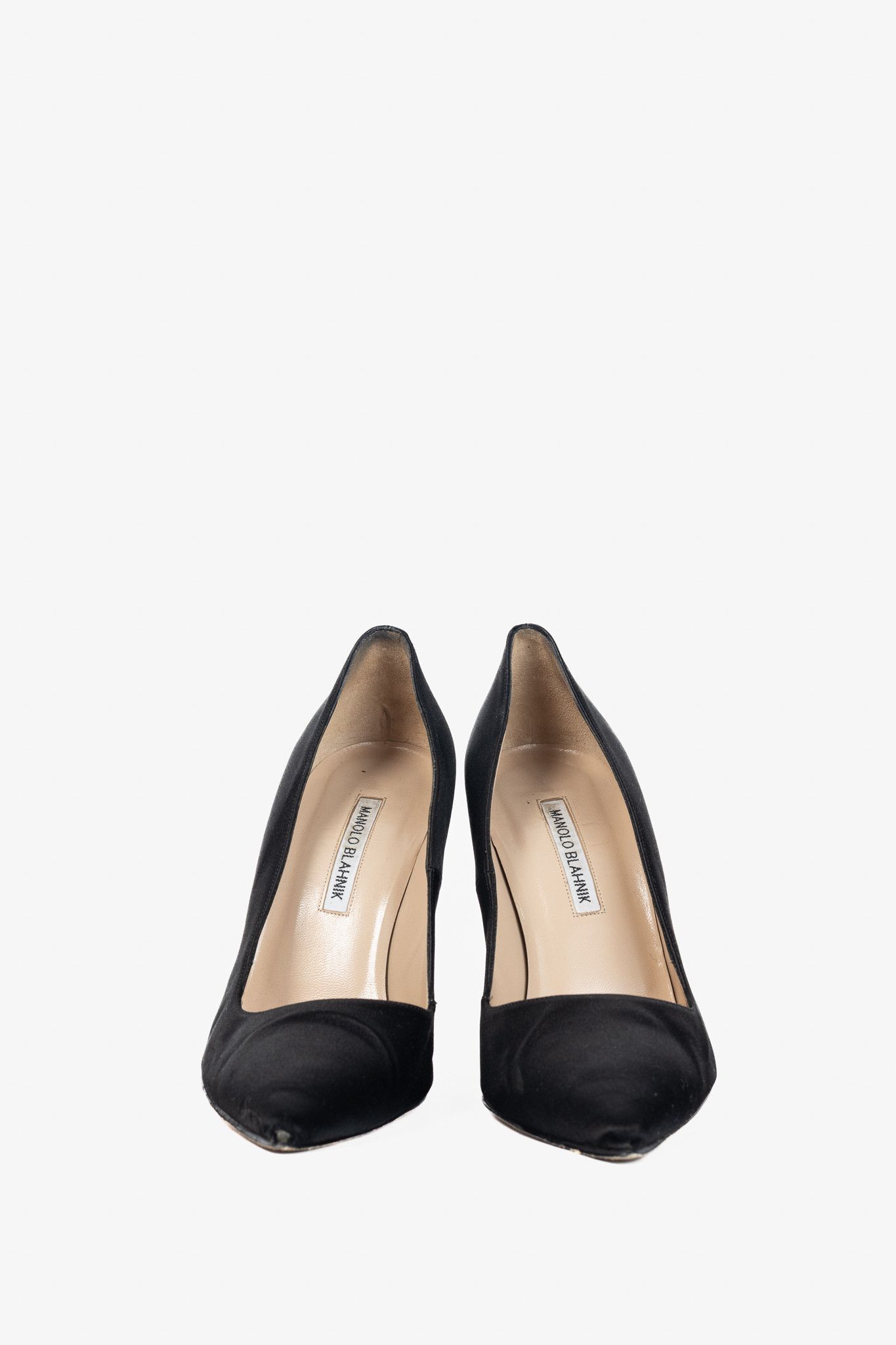 Manolo Blahnik Manolo Blahnik BB Black Satin Pointed-Toe Heels Size US 8.5 / IT 38.5 - 2 Thumbnail