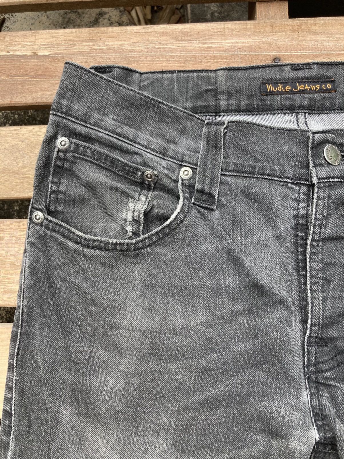 Nudie Jeans Distressed Nudie Grim Tim Broken Black Jeans Size US 32 / EU 48 - 6 Thumbnail