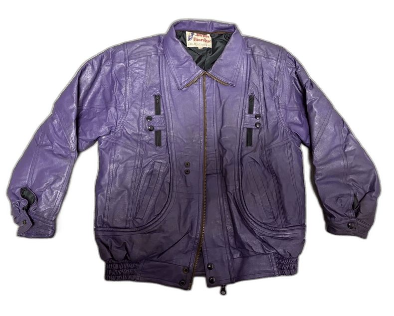 Yohji Yamamoto Vintage Purple Leather Jacket with Unique Details Size L / US 10 / IT 46 - 1 Thumbnail