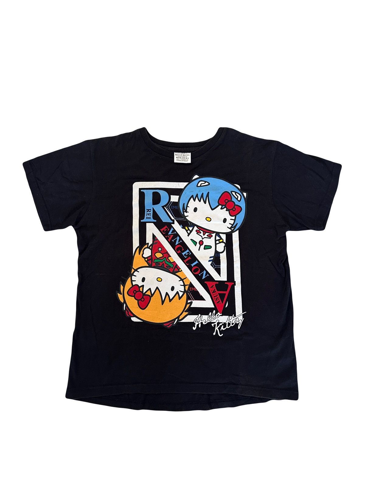 Anime × Cartoon Network × Japanese Brand 2013 Sanrio Hello Kitty × Evangelion "Rei & Asuka" Anime Tee Size US L / EU 52-54 / 3 - 1 Thumbnail
