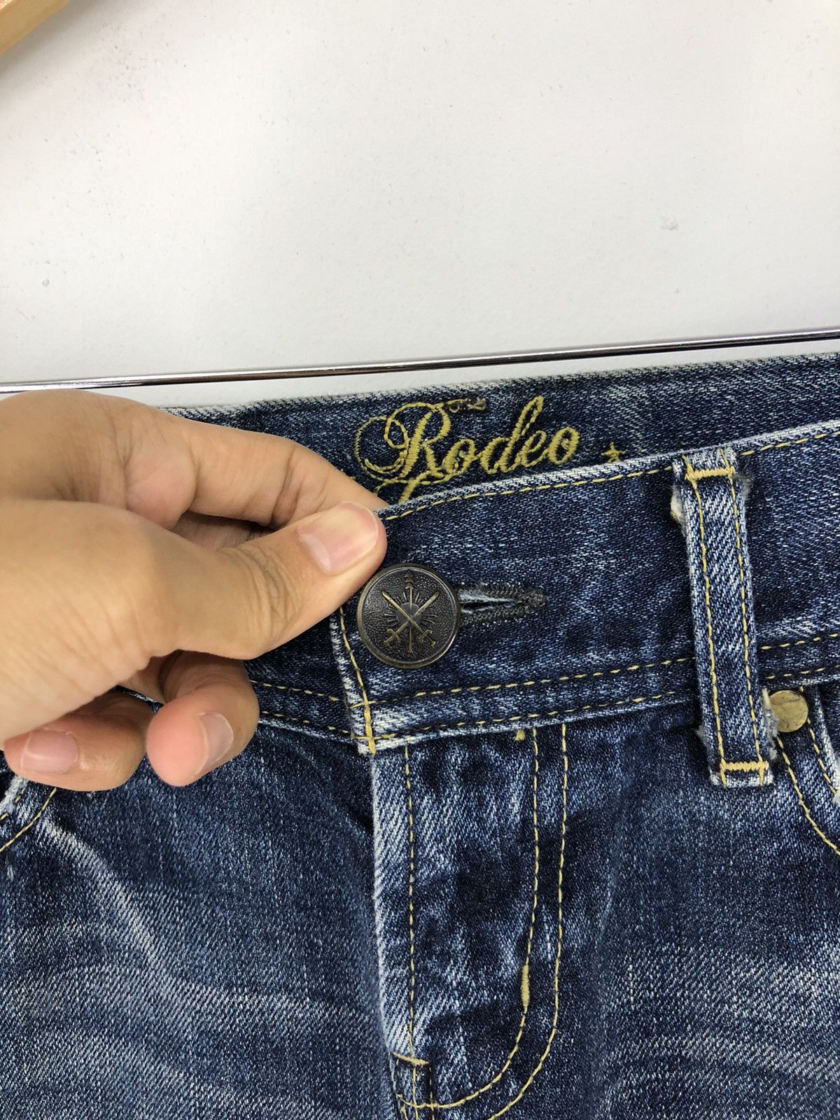 Japanese Brand Rodeo Crowns Low Rise Distressed Faded Blue Jeans Size 28" / US 6 / IT 42 - 5 Thumbnail