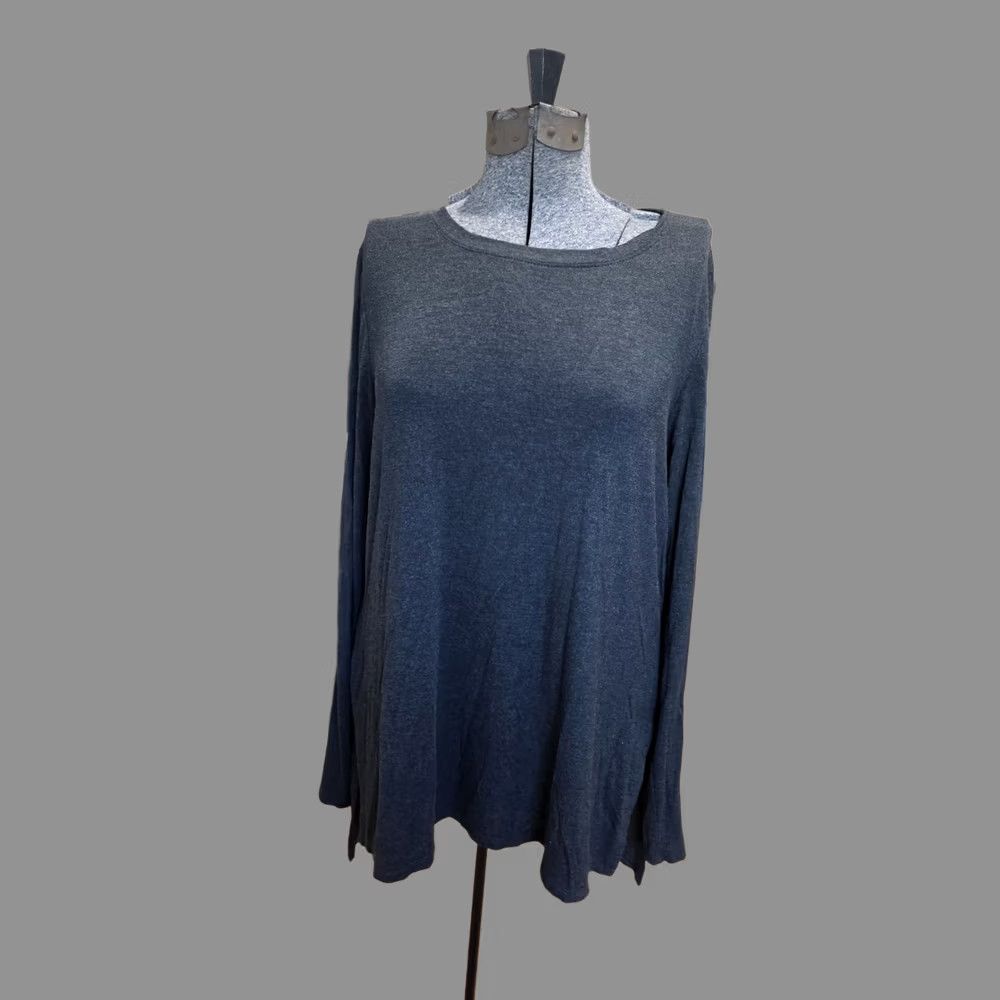 Vintage Cable & Gauge T-Shirt Women Long Sleeve Dress Gray L XL Large Size Regular Knit Viscose Spandex Basic Pullover Round Neck Shirt Size L / US 10 / IT 46 - 1 Thumbnail