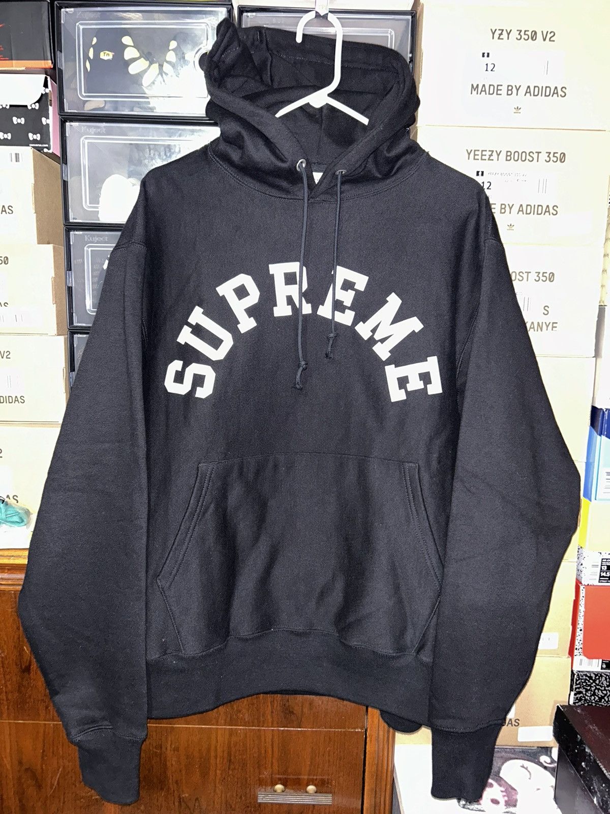 Champion × Supreme Supreme x Champion Hooded Sweatshirt Black