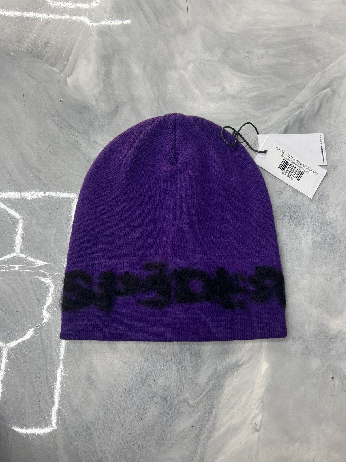 Sp5der Purple Black Mohair Beanie