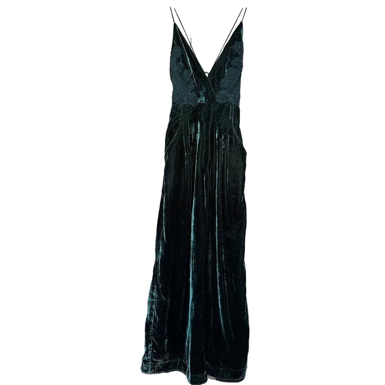 Free People Free People Blake Velvet OnePiece JUMPSUIT $225 SIZE 2 Green Size 26" / US 2 / IT 38 - 5 Thumbnail