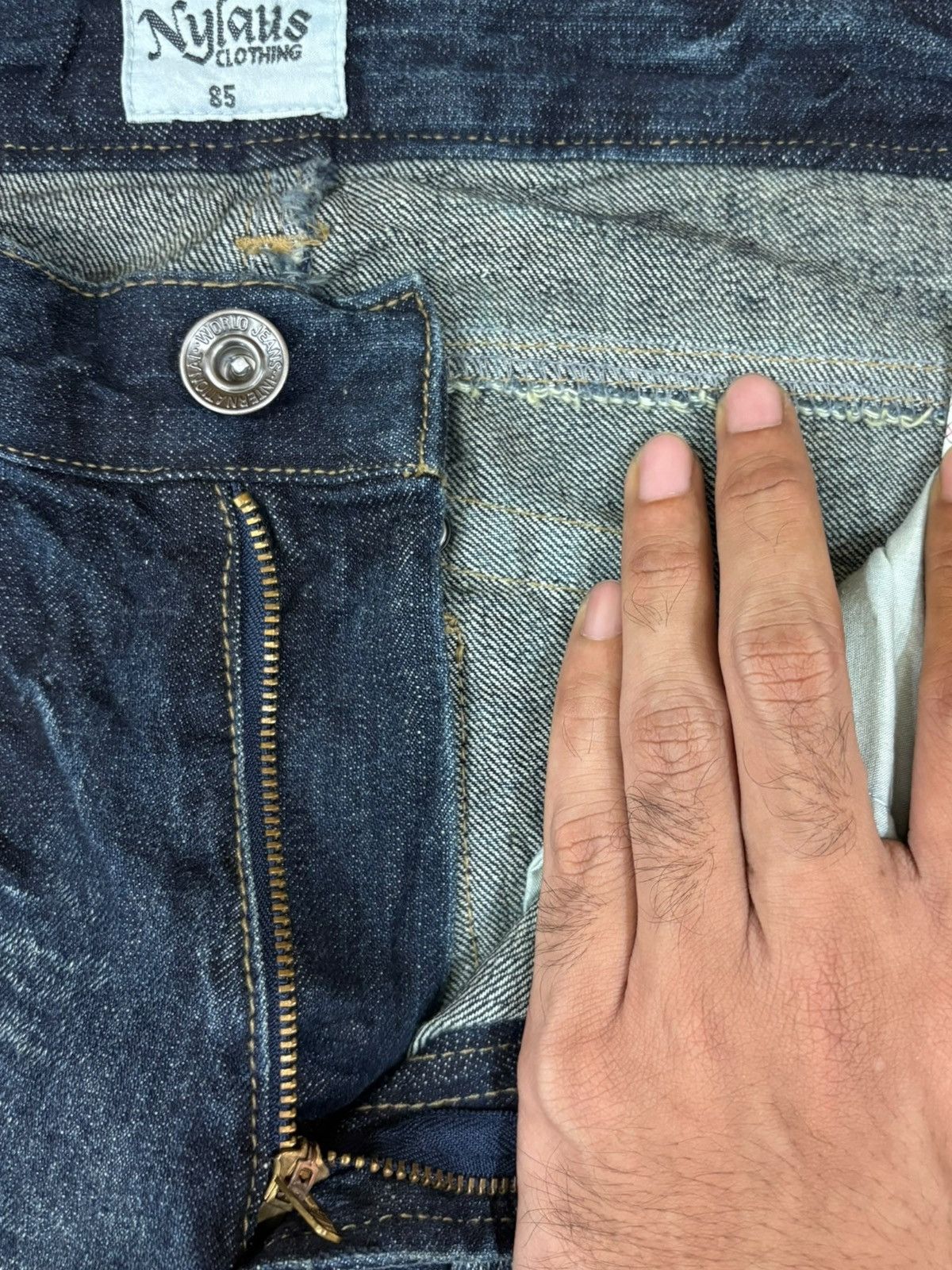 Japanese Brand Vintage Nylaus Faded Wash Multi Pocket Loose Baggy Jeans Size US 31 - 9 Thumbnail