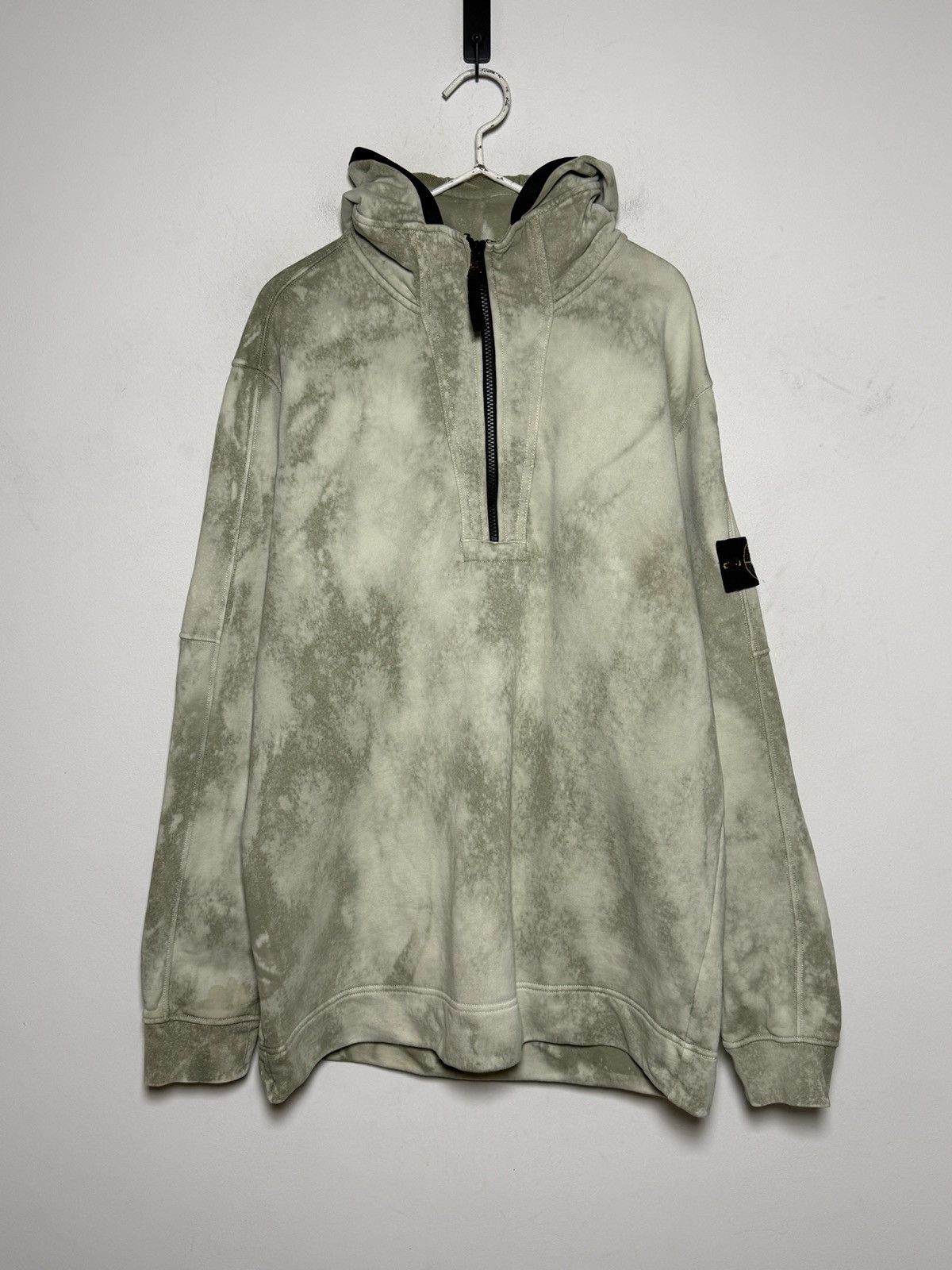 Stone Island half-zip hoodie hand corrosion