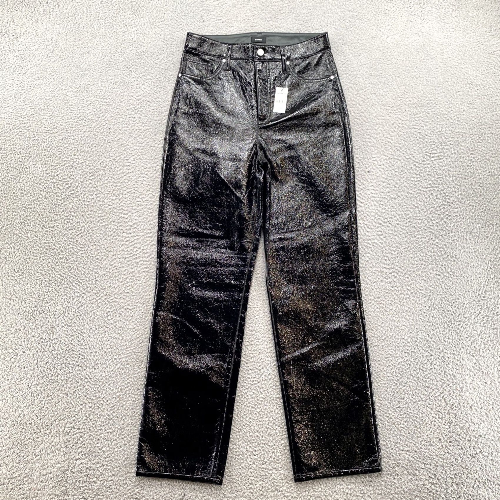 Express Express Pants Women’s Black 6R Polyurethane Straight Chino Modern High Rise Size 6 Black Women Pants Size 28" / US 6 / IT 42 - 2 Thumbnail