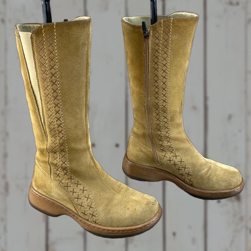 Dansko Dansko Boots Women's 6.5-7 EU 37 Embroidered Tan Fleur Suede Leather Mid Calf Boots Size US 6.5 / IT 36.5 - 1 Thumbnail