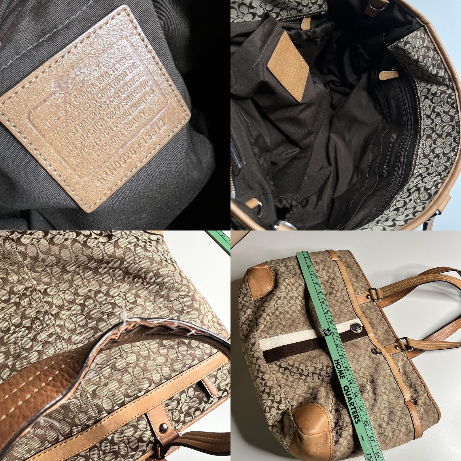 Coach Coach Signature Avary Tote Bag Womens Large Brown Jacquard Leather Shoulder Stripe Size ONE SIZE - 9 Thumbnail