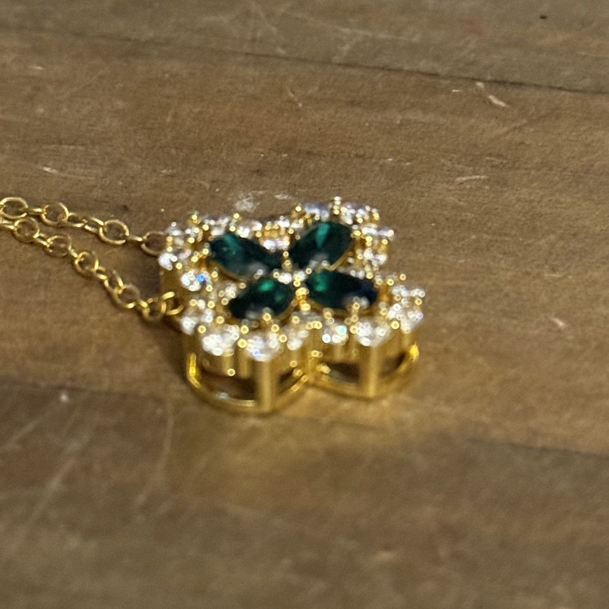 Other Gold plated Emeralds and Crystals clover pendant necklace Size ONE SIZE - 7 Thumbnail