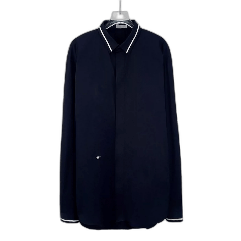 Dior Black Cotton Long Sleeve Shirt with Embroidery Size US L / EU 52-54 / 3 - 1 Thumbnail