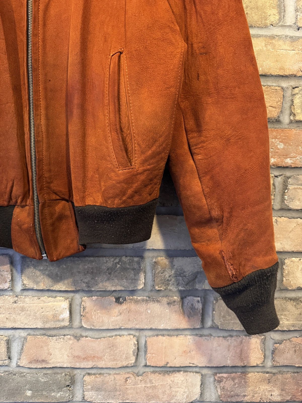 Vintage 60s Distressed Suede Bomber Jacket Size US L / EU 52-54 / 3 - 4 Thumbnail