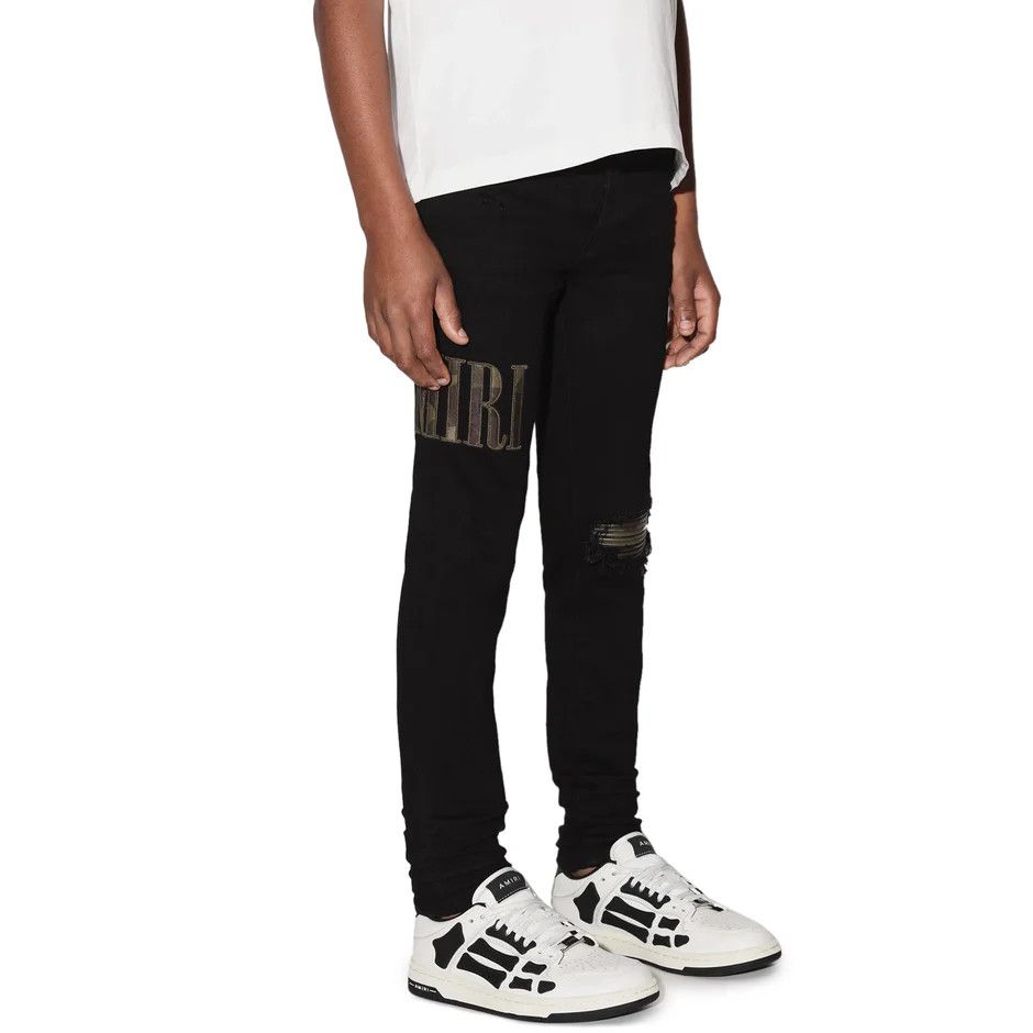 Amiri o1gr1nt0824 Kids Camo Applique Denim in Black Size US 35 - 2 Thumbnail
