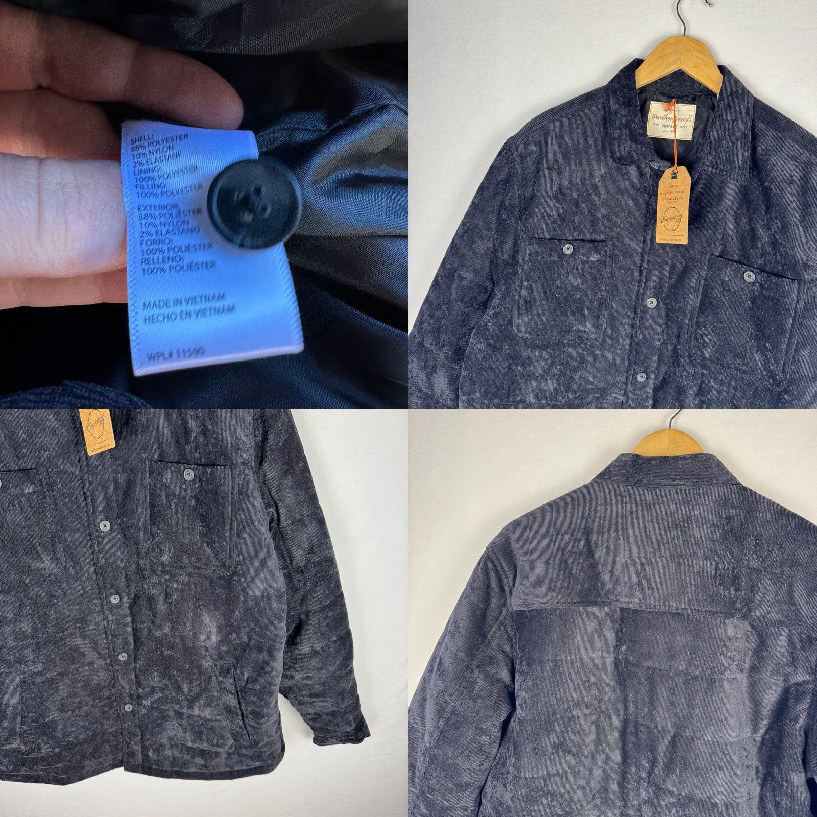 Weatherproof VINTAGE Weatherproof Jacket Black Corduroy Quilted Button-Front Large Mens Size US L / EU 52-54 / 3 - 8 Thumbnail