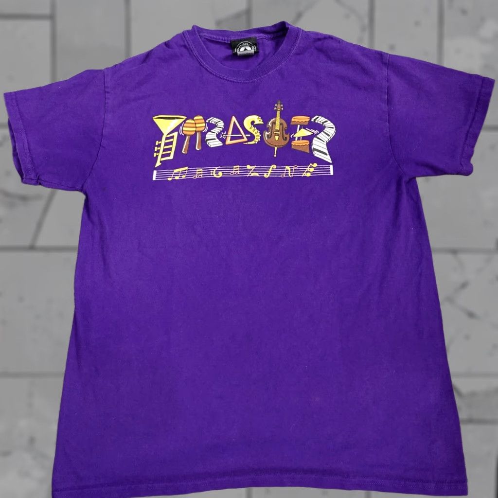 Thrasher VINTAGE Thrasher T-shirt Logo Purple Musical Instruments Mens Medium Shirt Short Sleeve Crew Neck Official Filmore Size US M / EU 48-50 / 2 - 1 Thumbnail