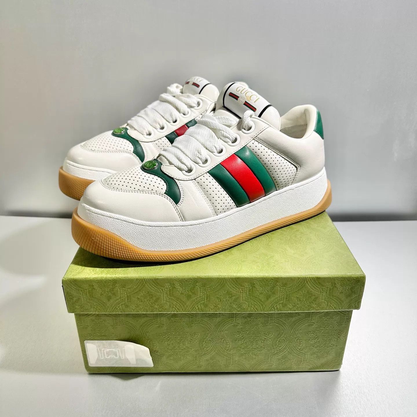 Gucci Gucci Screener White Green 44.5 EU LNIB Size US 11.5 / EU 44-45 - 8 Thumbnail