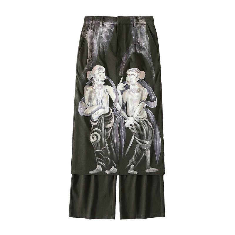 Other wide-leg trousers featuring an hand-painted figure design. Size US 29 - 1 Thumbnail
