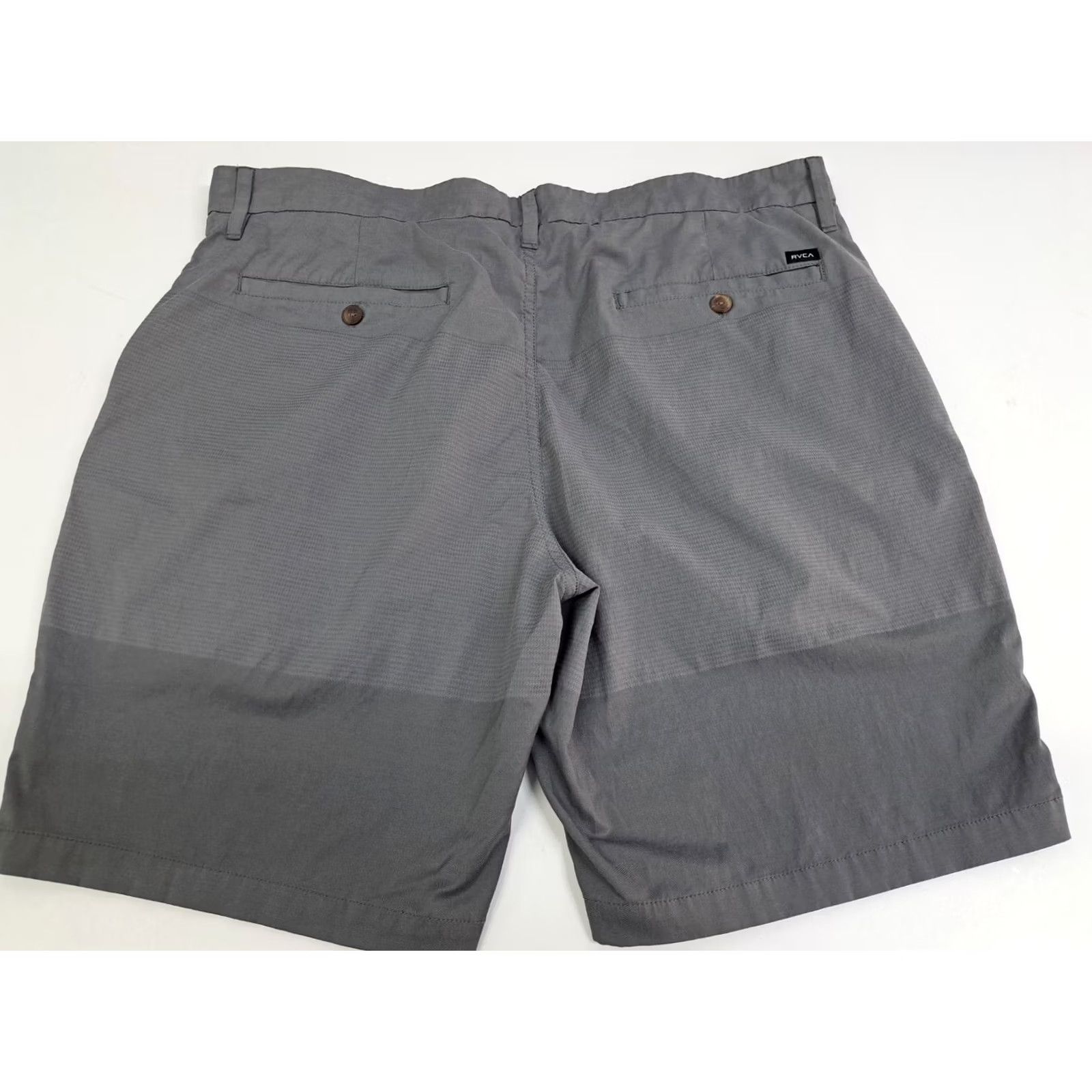 RVCA VINTAGE:none RVCA Men’s Grey Striped Chino Shorts Casual Size 38 10 in Inseam Regular Fit Front Flat Zip Pockets Stretch Summer Spring Mens Size US 38 / EU 54 - 3 Thumbnail