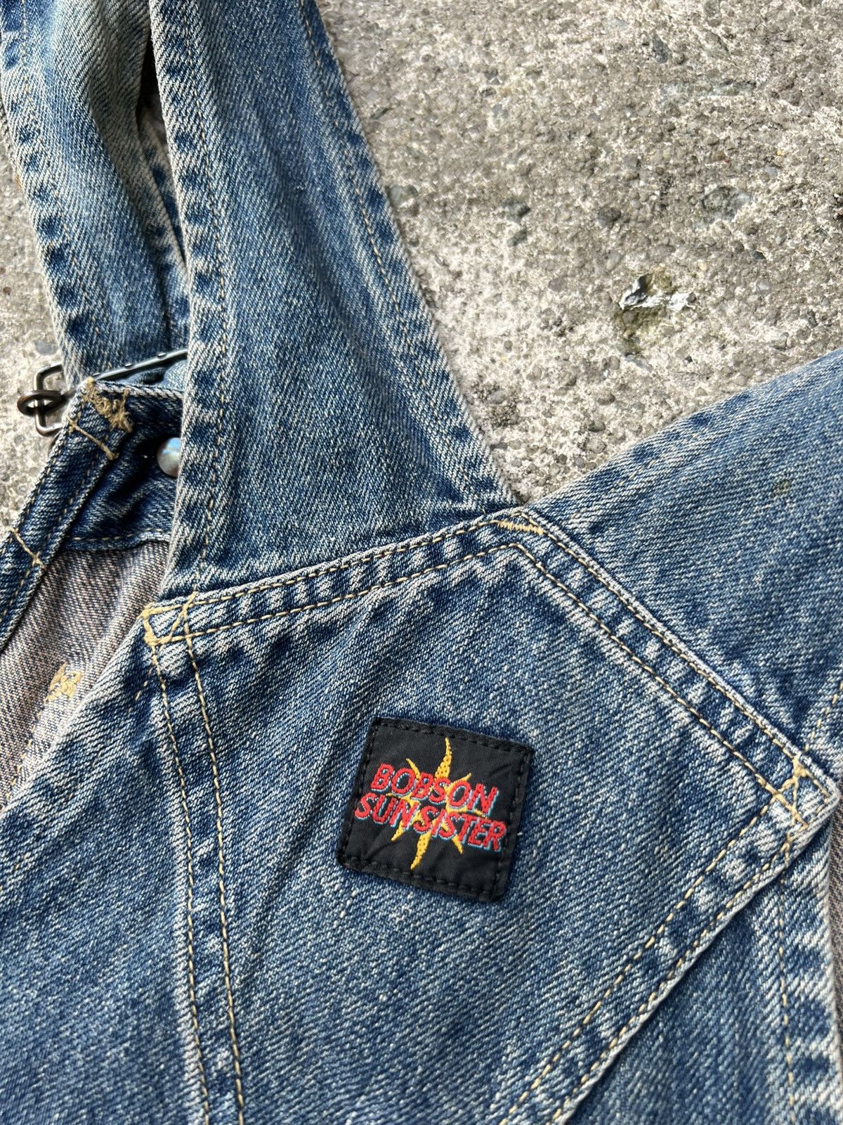 Japanese Brand 💥90’s Bobson Sun Sister Faded Overall Denim Size US 32 / EU 48 - 19 Thumbnail