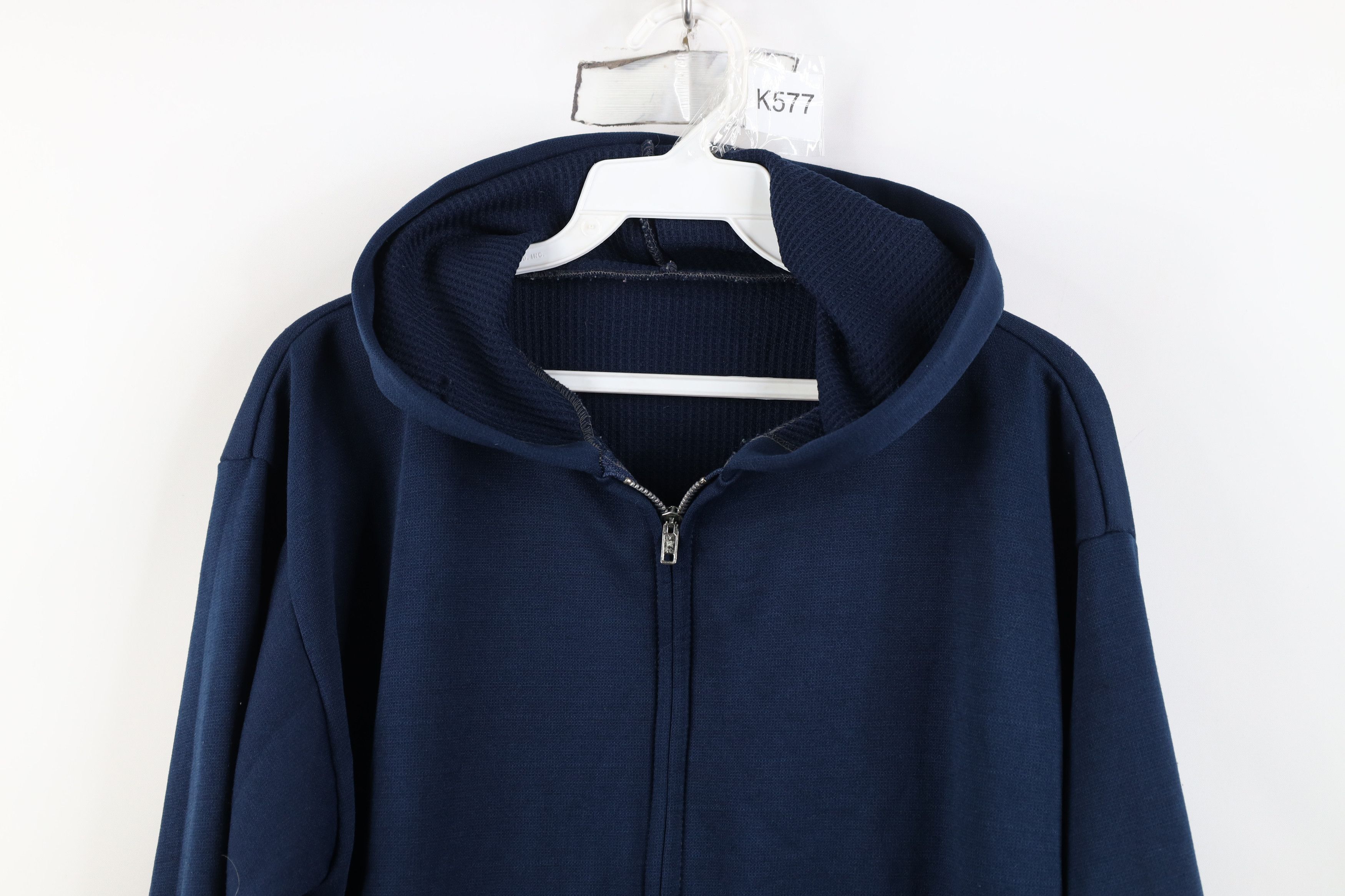 Vintage Vintage 70s Streetwear Thermal Waffle Lined Hoodie Blue USA Size US M / EU 48-50 / 2 - 2 Thumbnail