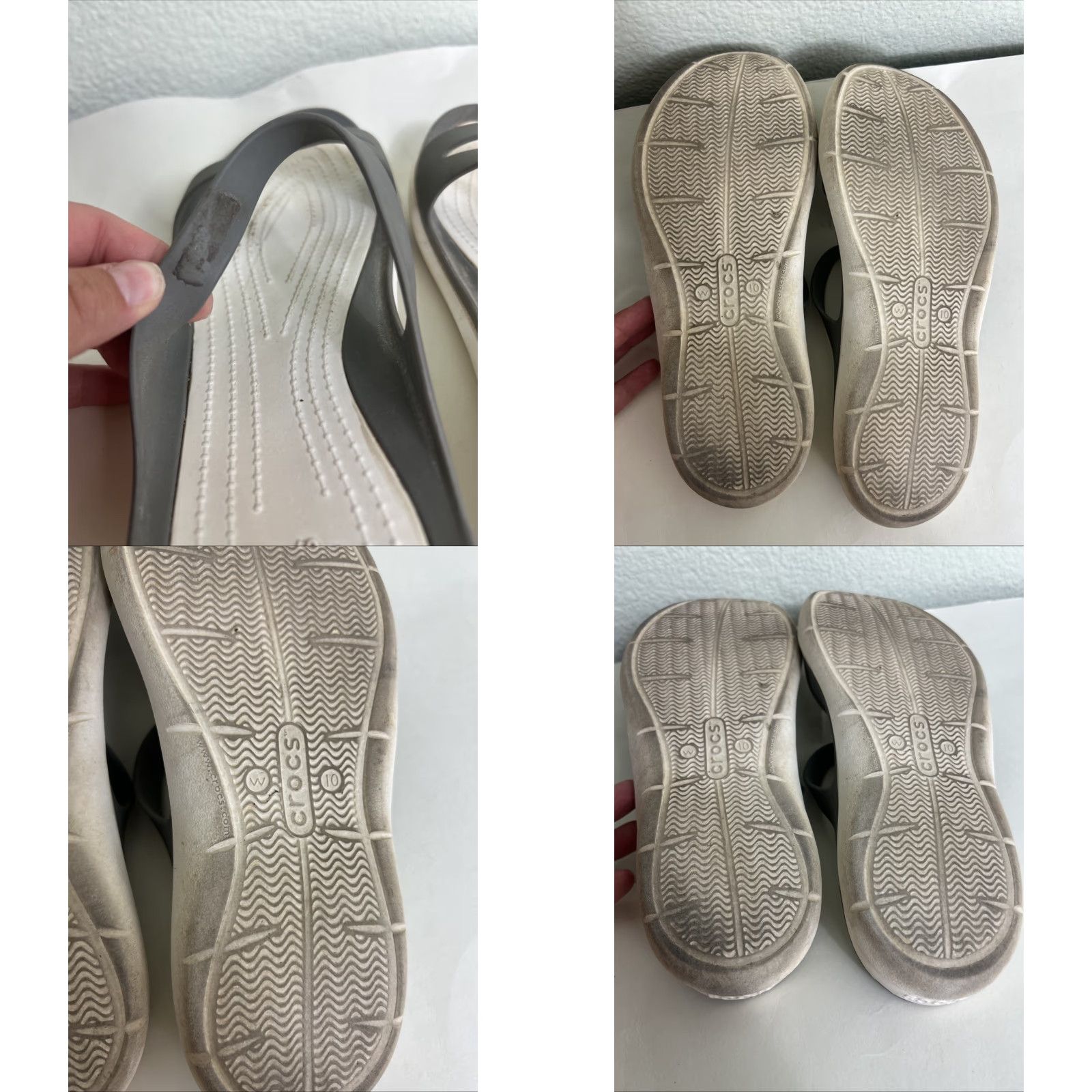 Crocs Crocs Sandals Womens 10 Swiftwater Iconic Comfort Slip On Gray White Beach Casual Outdoor Beach Womens Size US 10 / IT 40 - 9 Thumbnail