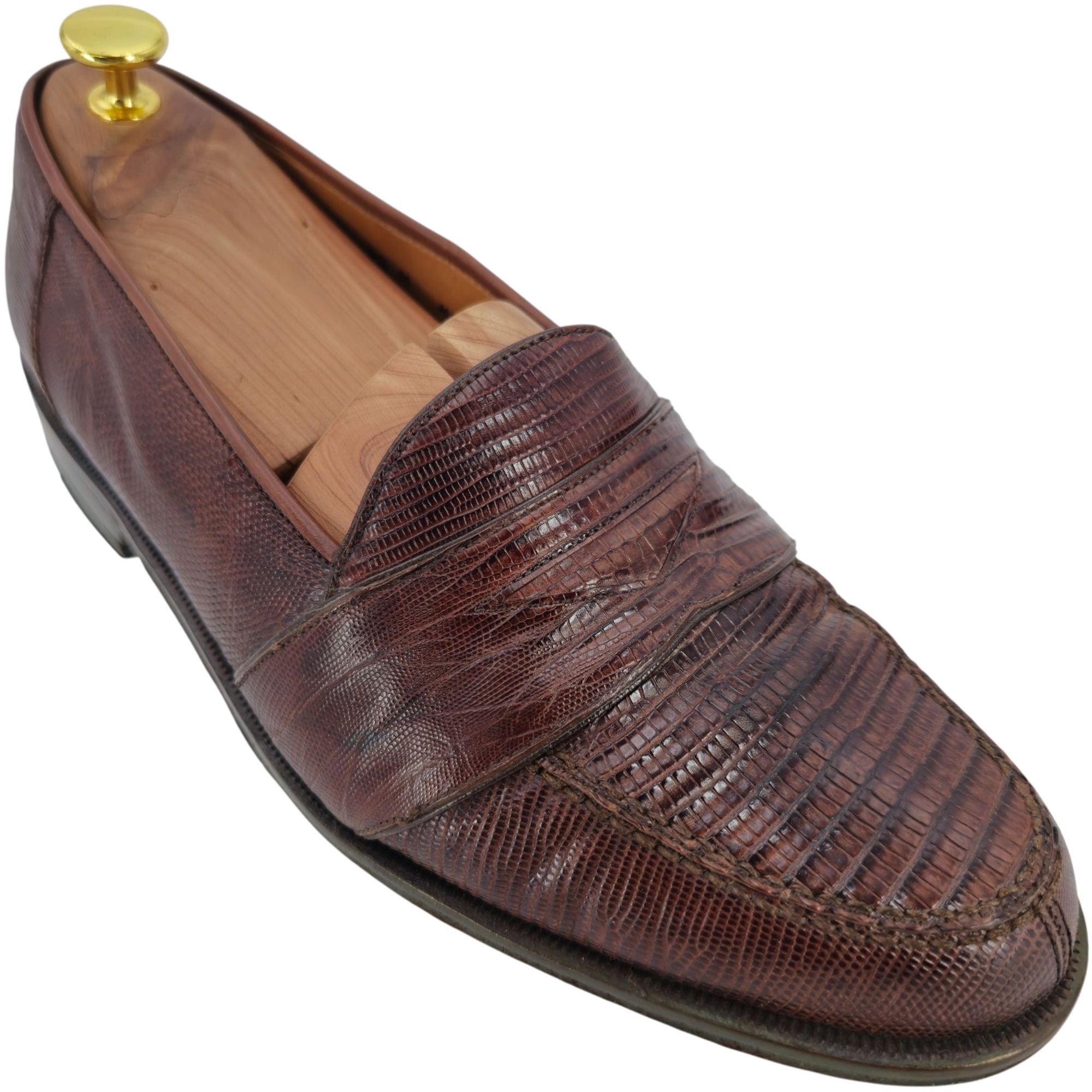 Magnanni Geniune Teju Lizard Brown Leather Penny Loafers Magnanni Magnanni Exotic Teju Lizard Brown Penny Loafers Men  main image 4