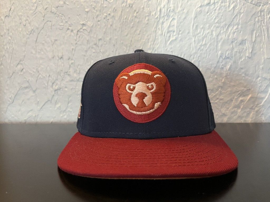 New Era 7 1/4 - Chicago Cubs Fitted Hat - Navy Blue Maroon Rust Logo Size ONE SIZE - 3 Thumbnail