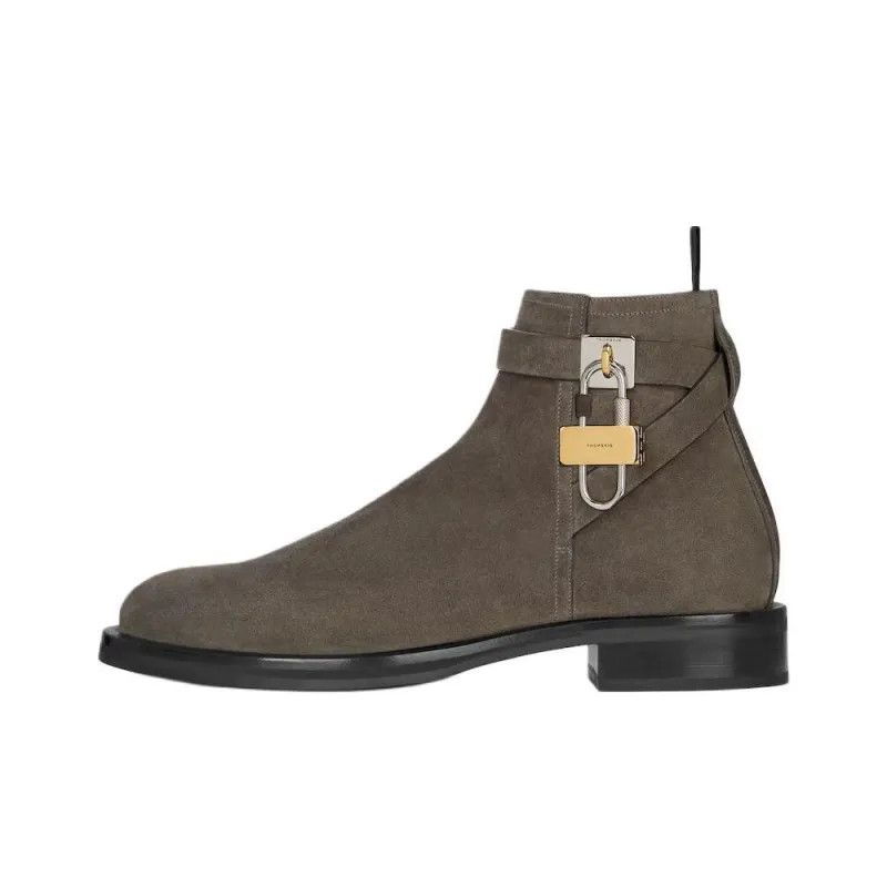 Givenchy o1srvl11e0925 Lock Ankle Boots in Suede in Dark Grey Size US 12 / EU 45 - 2 Thumbnail