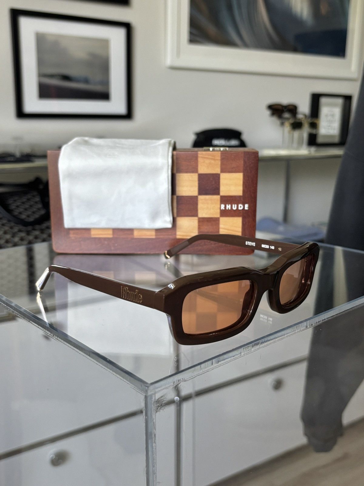 Rhude RHUDE | MOCHA BROWN STEVE FRAMES SUNGLASSES Size ONE SIZE - 5 Thumbnail