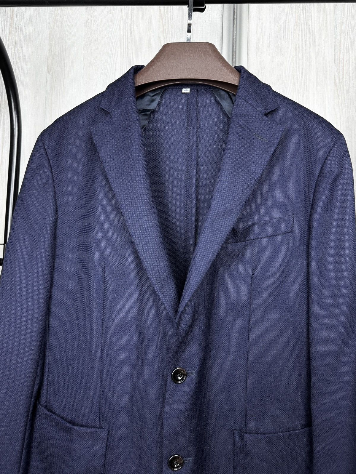 Hardy Amies Hardy Amies Navy Patterned Pure Wool Mens Blazer Heddon Fit Size 40R - 3 Thumbnail