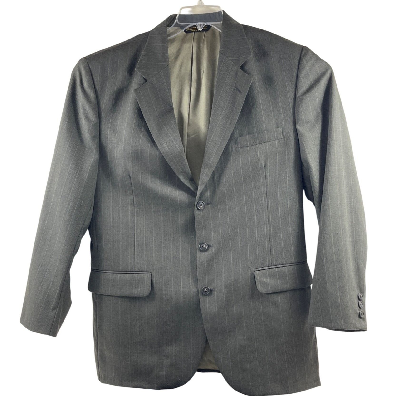 Other Mens Gray Pinstripe Suit 42R 100% Worsted Wool Pants 34/31 B Size 42R - 2 Thumbnail