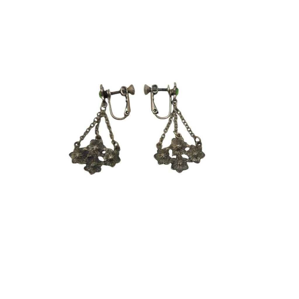Handmade Vintage floral screw-back clip on earrings Size ONE SIZE - 5 Thumbnail