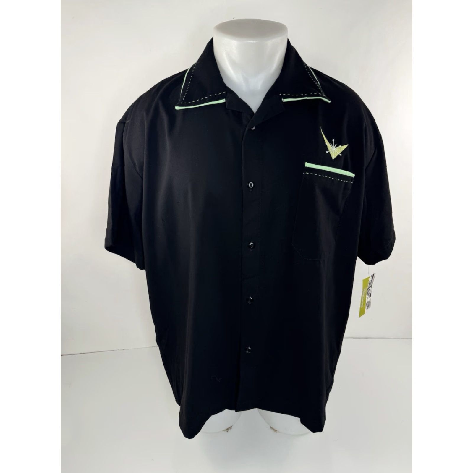 MCM Steady Classics - Embroidered Bowling MCM Rat Pack XL Shirt Mens Short Sleeve Button-Up Black XL Size US XL / EU 56 / 4 - 2 Thumbnail
