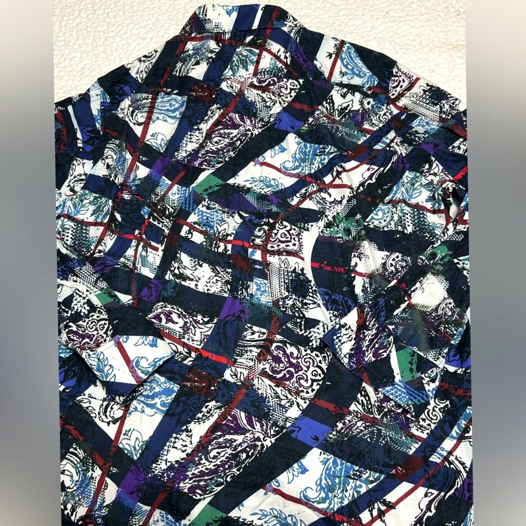 Robert Graham Robert Graham L/S Button Up Shirt Mens 2XL Blue Black Floral Print Regular Sleeve Long Cotton? Size US XXL / EU 58 / 5 - 6 Thumbnail